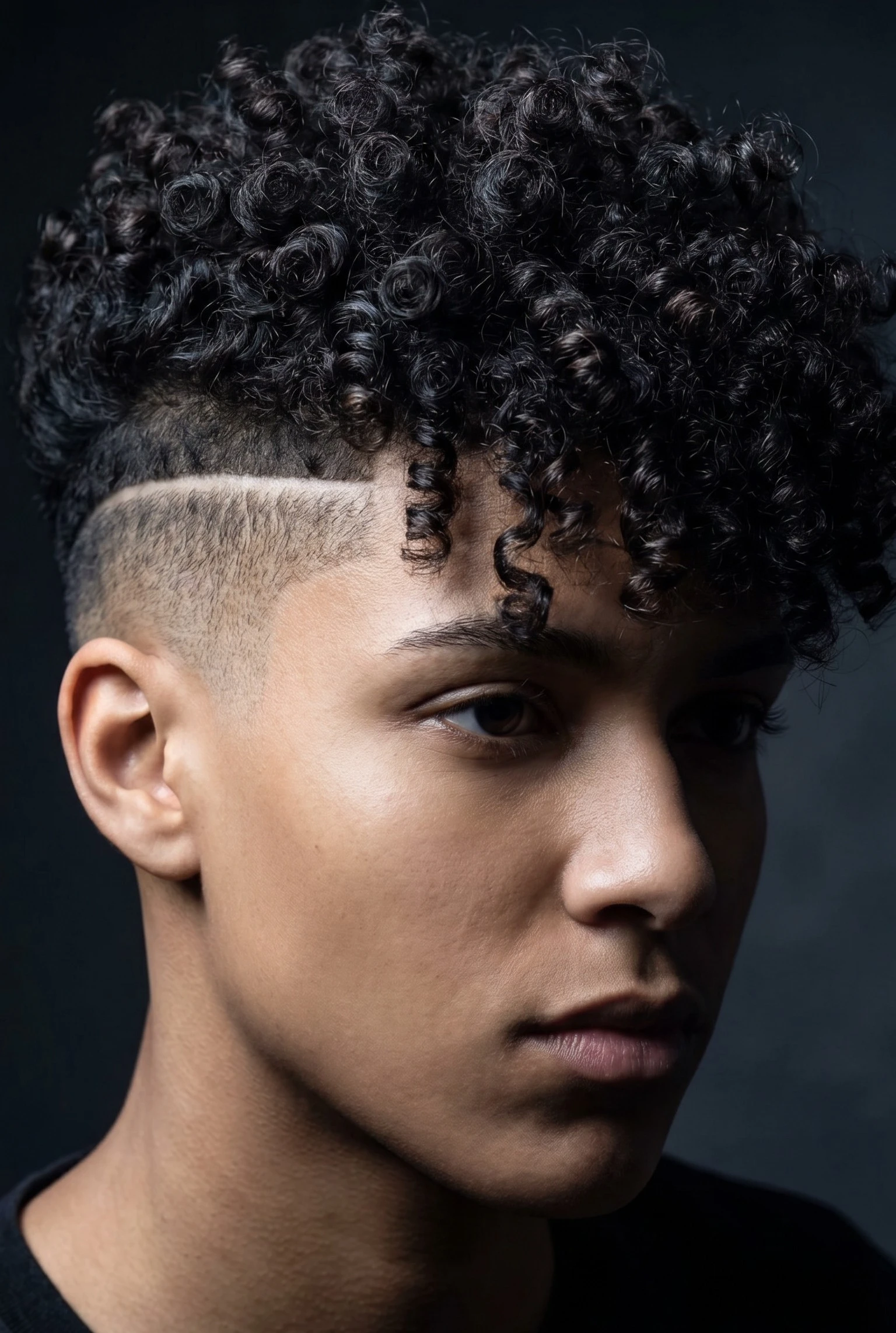 Curly disconnected undercut hair