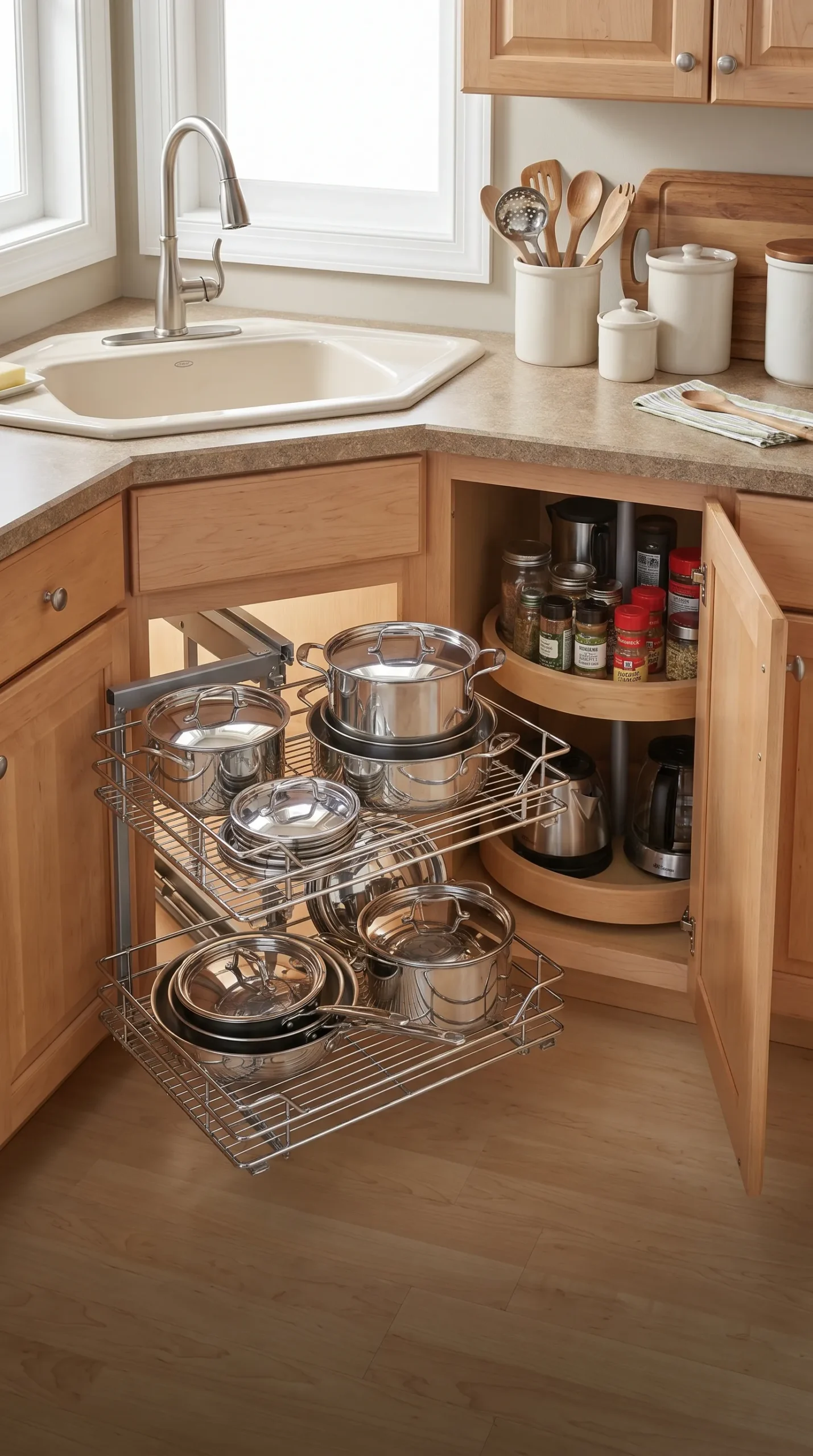 Tiny kitchen corner with magic storage