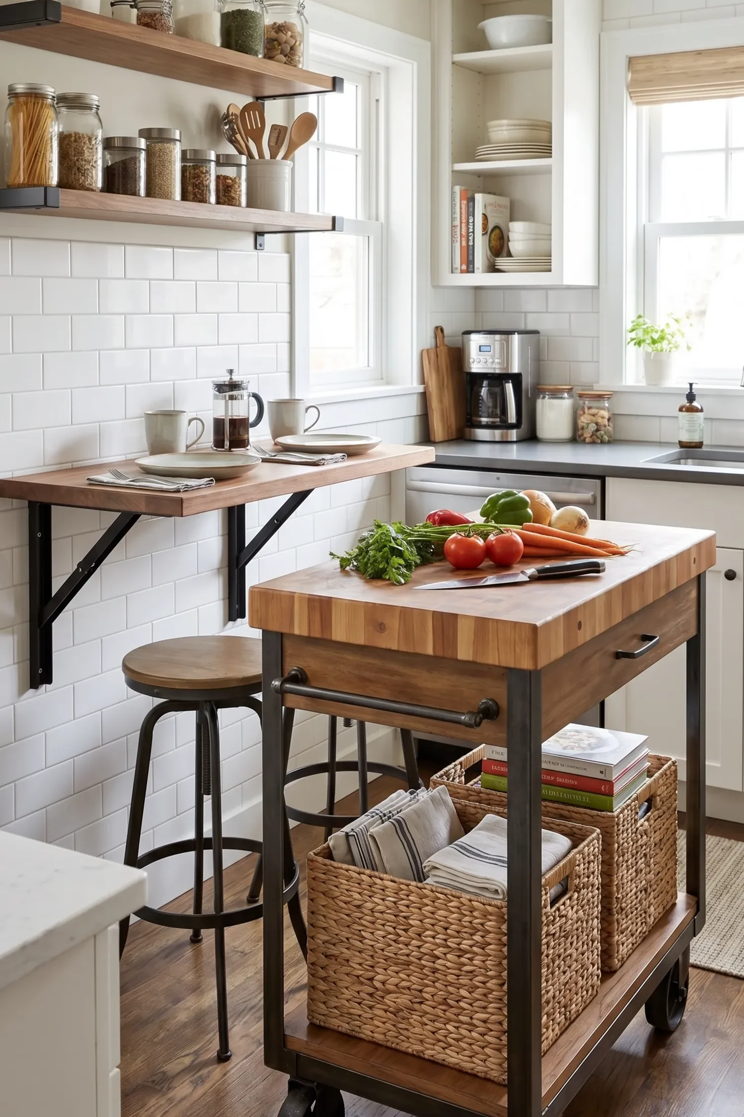 Tiny kitchen with rolling cart