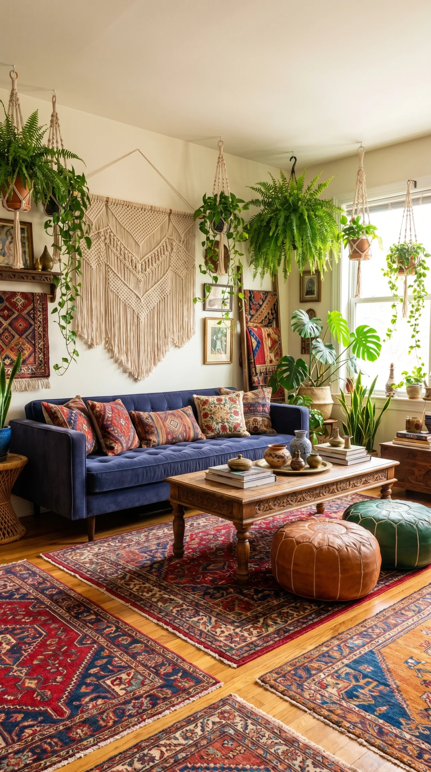Bohemian living room with layered interior-style-10
