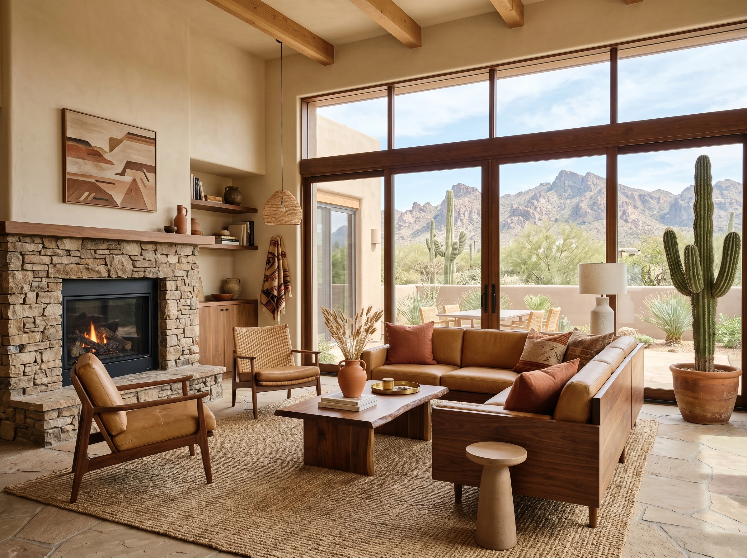 Desert modern living room interior style 37