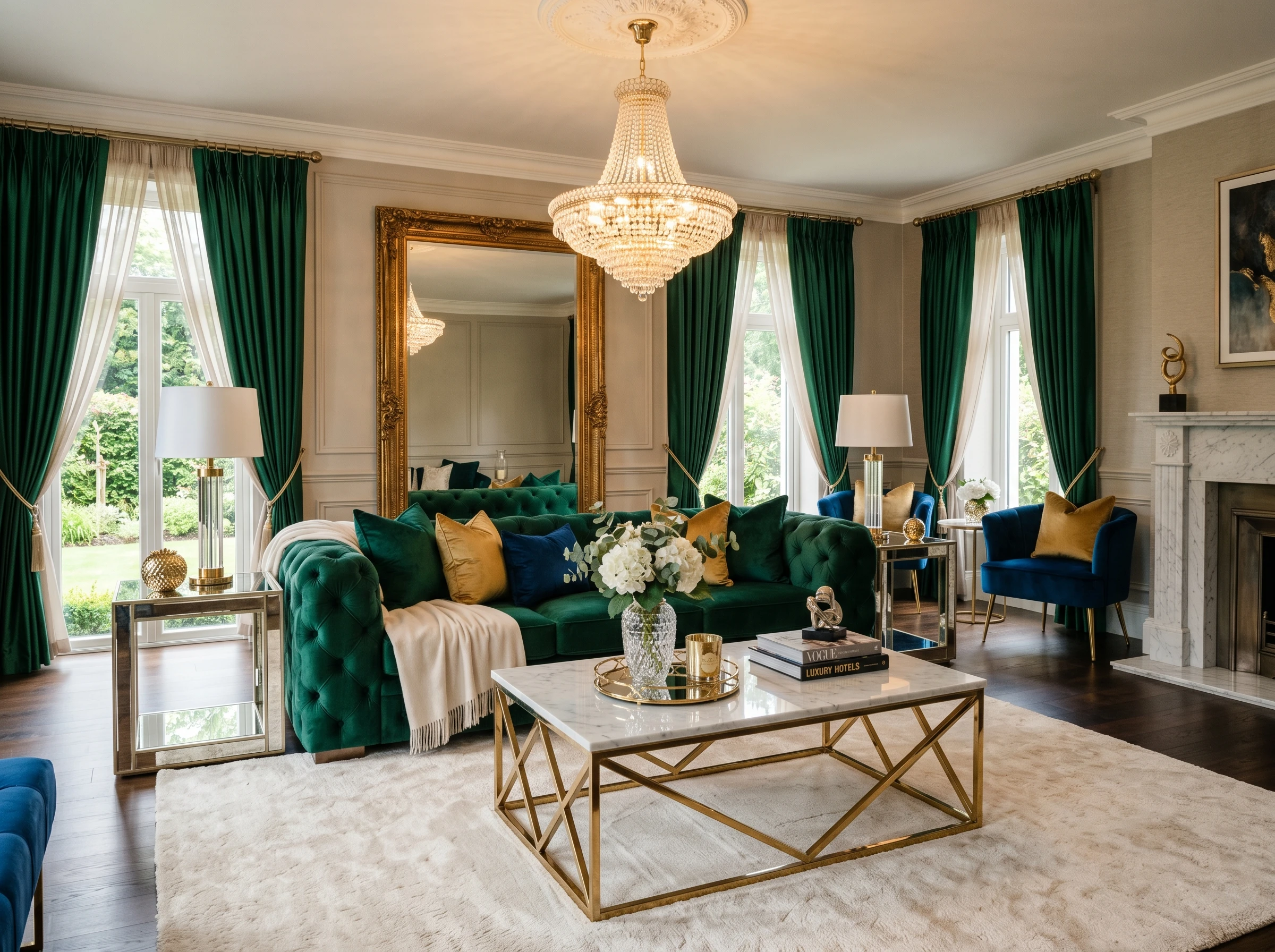Glamorous living room with tufted interior-style 26