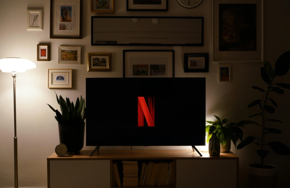 cozy living room with warm lamp light perfect for watching Remarkably Bright Creatures on Netflix