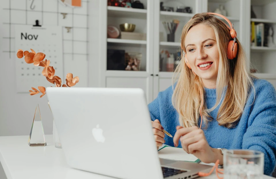 home office with monitor and virtual assistant