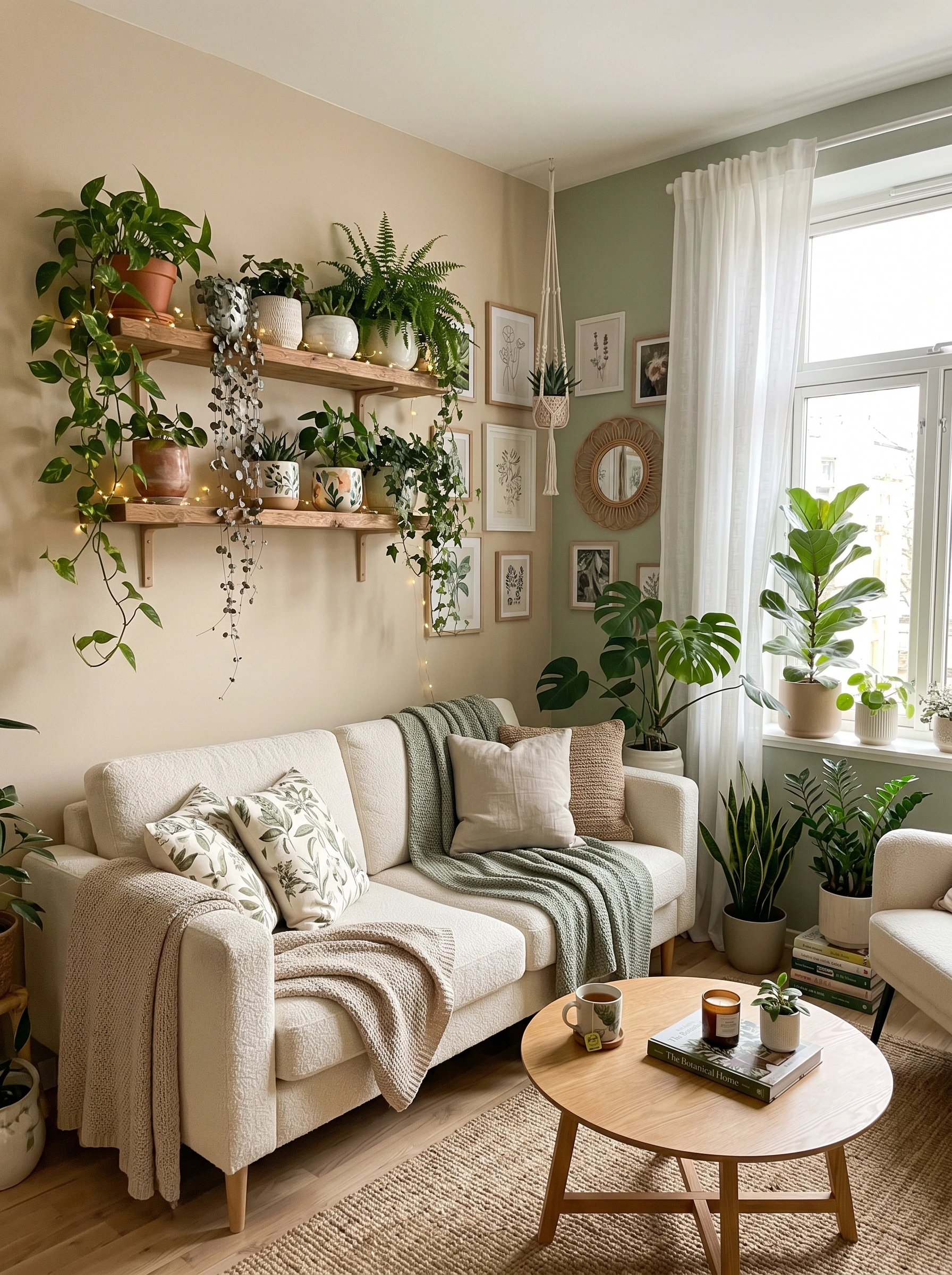 Small Apartment Living Room with full of fresh plants